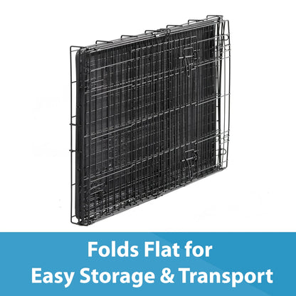 Foldable 48" Wire Crate for Dogs with Divider and Leak-Proof Tray